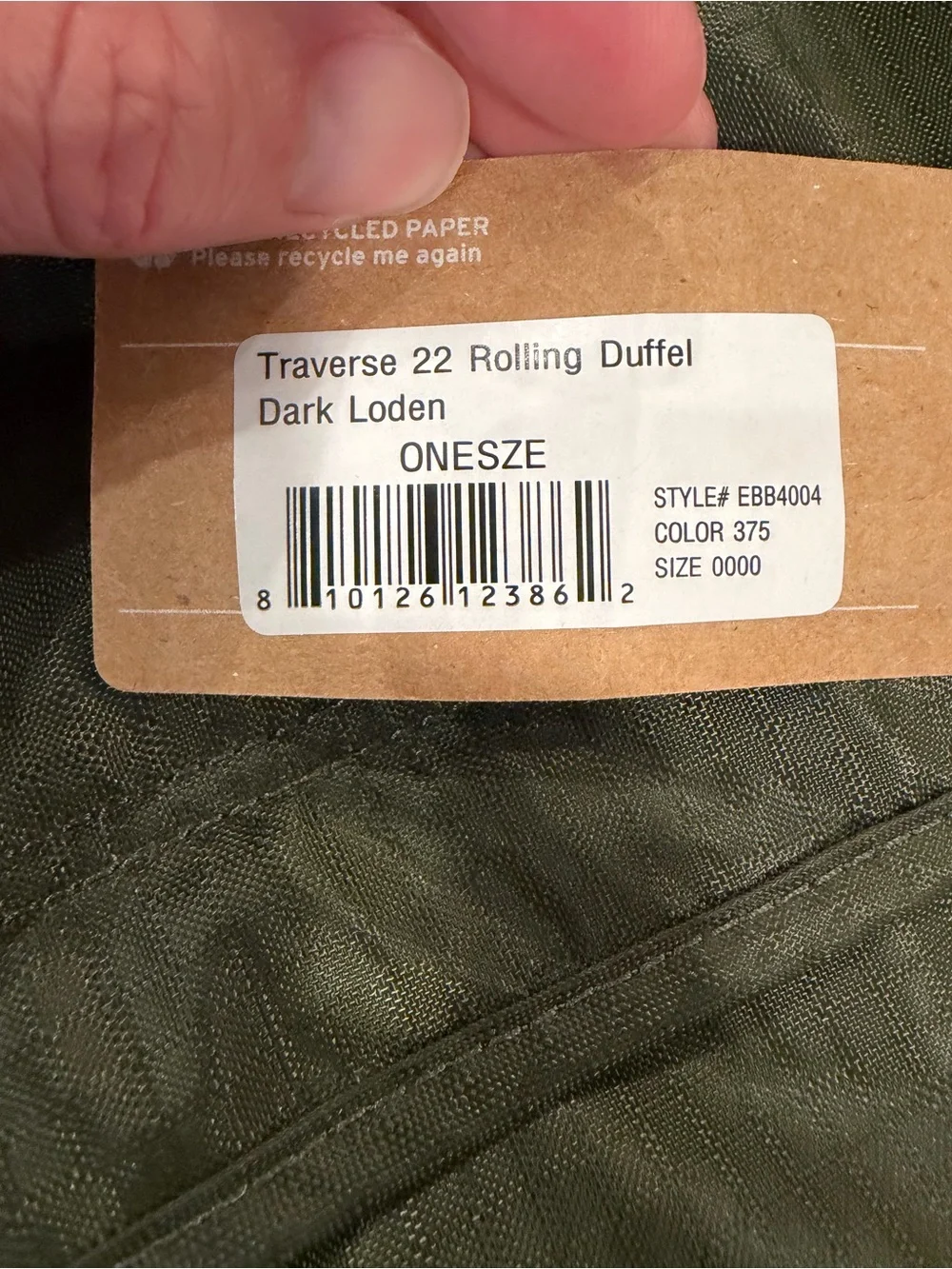 Eddie Bauer Traverse 22 Olive Green Travel Rolling Duffel